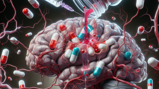 Perfusion de Proviron dans les vaisseaux sanguins du cerveau