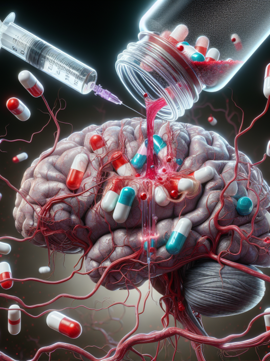 Perfusion de Proviron dans les vaisseaux sanguins du cerveau